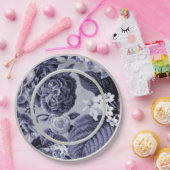 Maulbeere blaues lila BlumenToile No.1 Pappteller (Party)