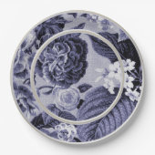 Maulbeere blaues lila BlumenToile No.1 Pappteller (Vorderseite)