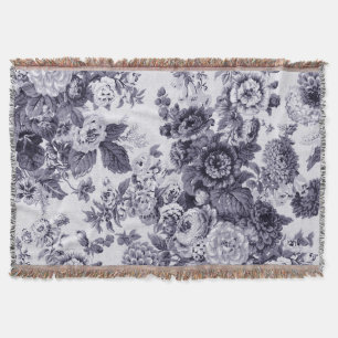 Maulbeerton Schwarz & Weiß Vintage Blumen-Toile Decke
