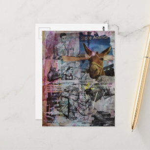 Maultier und Männer eine einzigartige Mixed-Media- Postkarte