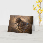 Maultiere im Geschirr Karte (Gelbe Blume)