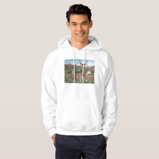 Maultierhirsch-Tier-Kunst Hoodie (Vorne ganz)