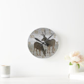 Maultierhirschdollar und -damhirschkuh runde wanduhr (Zuhause)