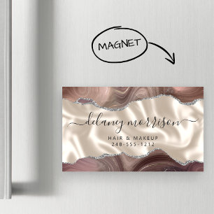 Maulwurf Agate Silber Glitter Elfenbein Luxus Magnetische Visitenkarte