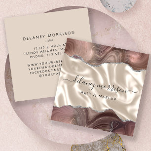 Maulwurf Agate Silber Glitter Luxus Quadratische Visitenkarte