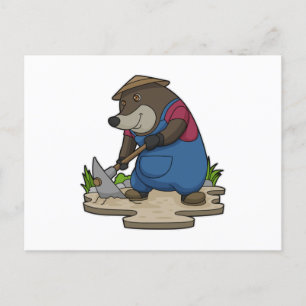Maulwurf als Bauer Postkarte