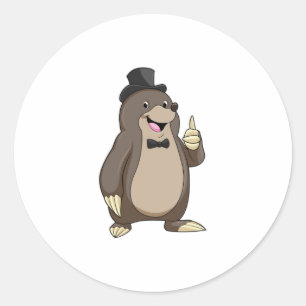 Maulwurf als Bräutigam mit Krawatte Runder Aufkleber