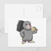 Maulwurf als Mädchen für alles mit Hammer Postkarte (Vorne/Hinten)