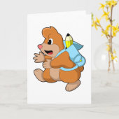 Maulwurf als Schüler mit Rucksack Karte (Gelbe Blume)