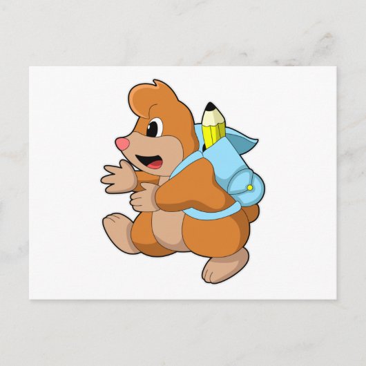 Maulwurf als Schüler mit Rucksack Postkarte (Vorderseite)