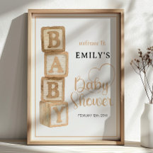 Maulwurf-Baby-Blöcke-Baby-Shower-Willkommensposter