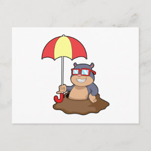 Maulwurf beim Regnen mit Regenschirm Postkarte