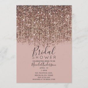 Maulwurf-Blush Rosa Bronze Gold Glitter Brautschma Einladung