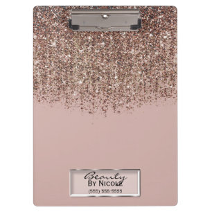 Maulwurf-Blush Rosa Roségold Bronze Glitter-Kaskad Klemmbrett
