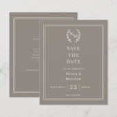 Maulwurf-Elfenbein-Monogramm-Kranz-Hochzeit Termin (Vorne/Hinten)