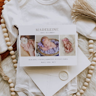 Maulwurf-Grau Foto-Baby-Ankündigungskarte Einladung