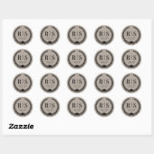 Maulwurf Leinen Braune Hochzeitsmonogramm-Initiale Runder Aufkleber (Blatt)