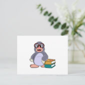 Maulwurf mit Brille und Büchern Postkarte (Stehend Vorderseite)