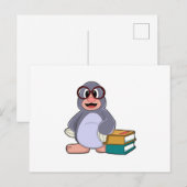 Maulwurf mit Brille und Büchern Postkarte (Vorne/Hinten)