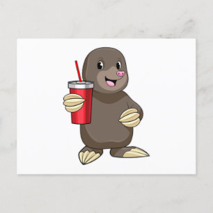 Maulwurf mit Trinkbecher Postkarte