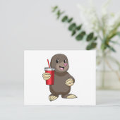 Maulwurf mit Trinkbecher Postkarte (Stehend Vorderseite)