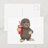 Maulwurf mit Trinkbecher Postkarte (Vorne/Hinten)