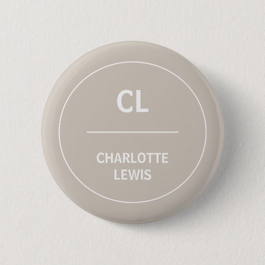 Maulwurf Monogramm Minimal Moderne Natürliche Gest Button (Vorderseite)