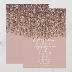 Maulwurf-Rouge-Roségold-Glitzer-Verlobungsdusche Einladung
