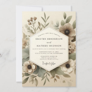 Maulwurf-Wald-Blüten-Hochzeit Einladung