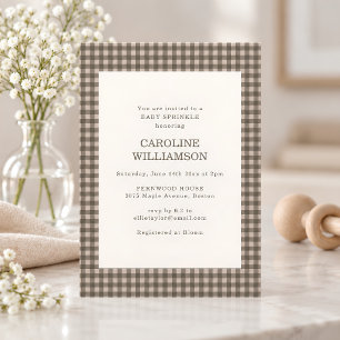Maulwurfbraun Gingham Karo Baby Sprinkle Einladung
