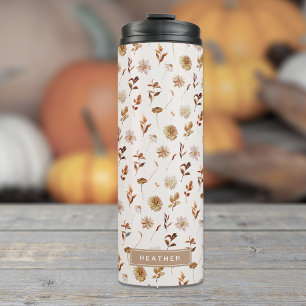 Maulwurfbraun Herbst Wasserfarbe Botanisch Monogra Thermosbecher