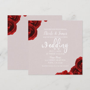 Maulwurfrote Aquarellrosen moderne Hochzeit Einladung