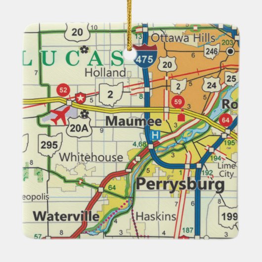 Maumee Ohio Vintage Map Keramikornament (Rückseite)