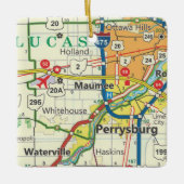 Maumee Ohio Vintage Map Keramikornament (Vorderseite)