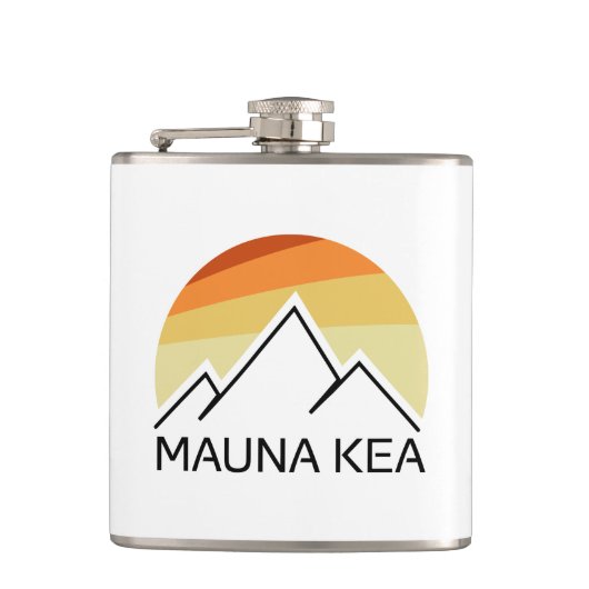 Mauna Kea Hawaii Retro Flachmann (Vorderseite)