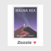 Mauna Kea Observatory Starry Sky Retro Poster Aufkleber (Blatt)
