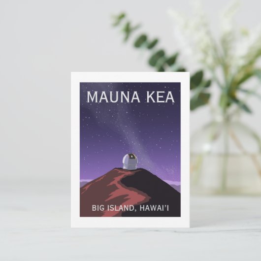 Mauna Kea Observatory Starry Sky Retro Poster  Postkarte (Stehend Vorderseite)