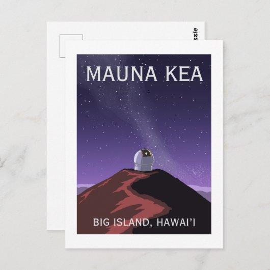 Mauna Kea Observatory Starry Sky Retro Poster  Postkarte (Vorne/Hinten)