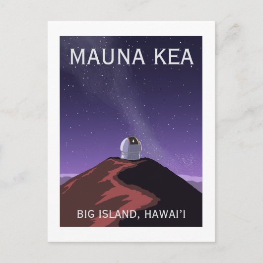 Mauna Kea Observatory Starry Sky Retro Poster  Postkarte (Vorderseite)