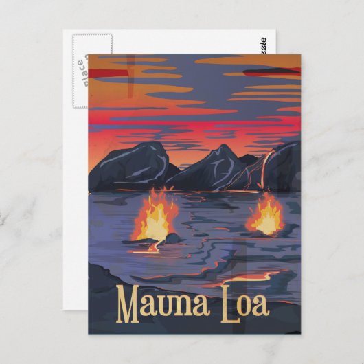 Mauna Loa Vulkan-Plakat Postkarte (Vorne/Hinten)
