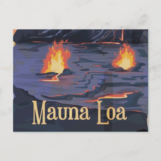 Mauna Loa Vulkan-Plakat Postkarte (Vorderseite)
