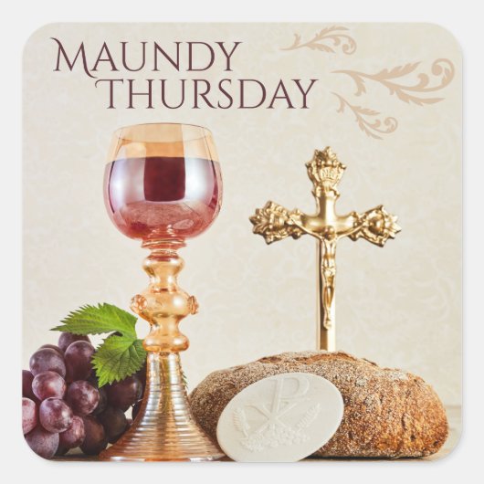 Maundy Thursday Eucharist Chalice Holy Week Quadratischer Aufkleber (Vorderseite)