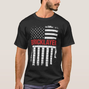 Maurer Amerikanische Flagge Bauarbeiter T-Shirt