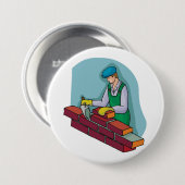 Maurer bei der Arbeit Button (Vorne & Hinten)