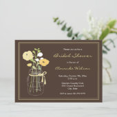 Maurer-Glas Brown und gelbes Brautparty laden ein Einladung (Stehend Vorderseite)