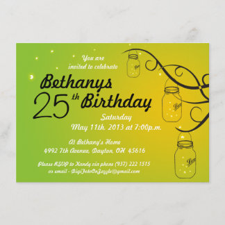 Maurer-Glas-Geburtstags-Einladung in den Grüntönen Einladung