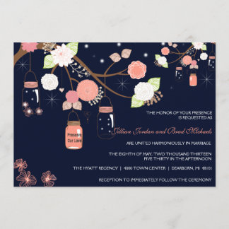 Maurer-Glas-Hochzeits-Einladung - Koralle, Limon, Einladung