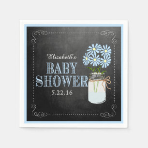 Maurer-Glas mit blauer Blumen-Baby-Dusche Serviette