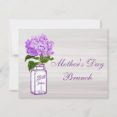 Maurer-Glas u. lila Brunch der Hydrangea-Mutter Einladung (Vorderseite)