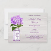 Maurer-Glas u. lila Brunch der Hydrangea-Mutter Einladung (Rückseite)